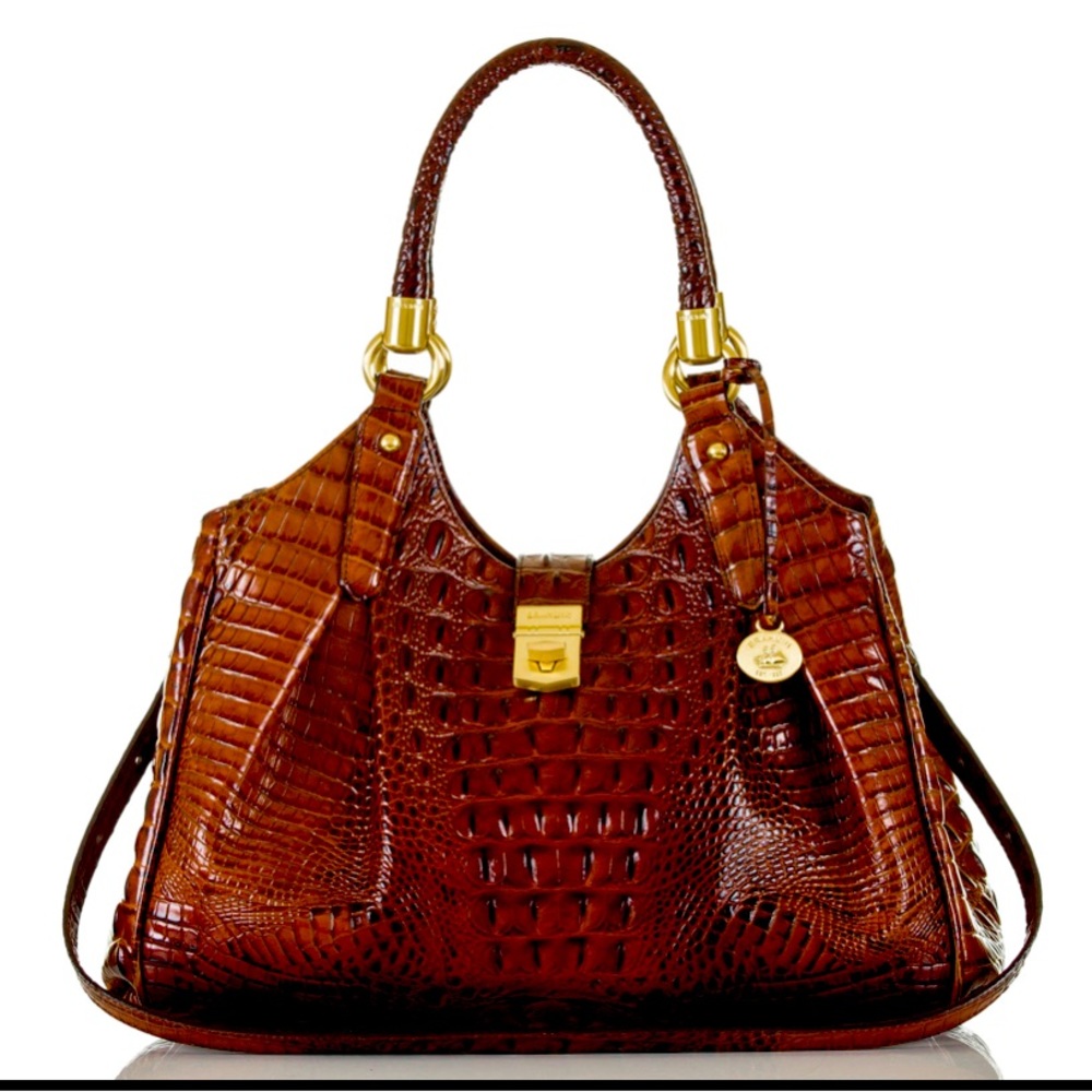 Brahmin Bag Pecan Melbourne,  signature croc-embossed Learher